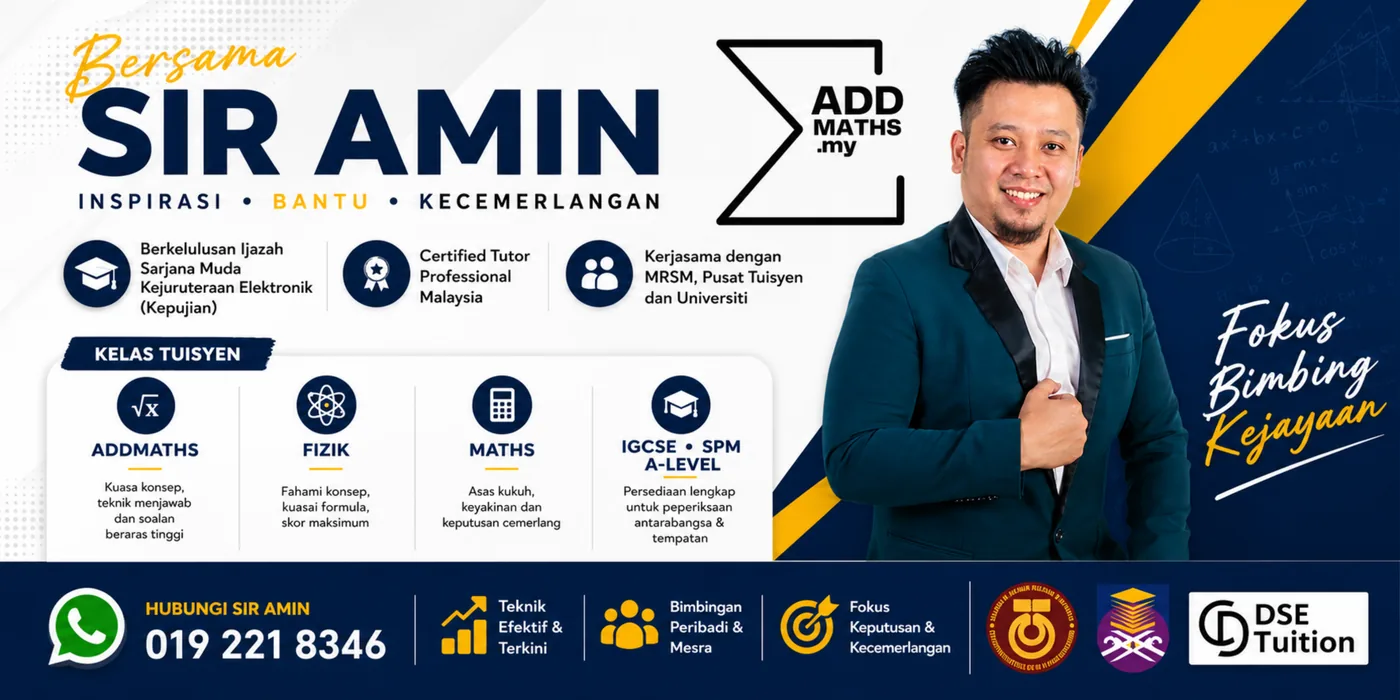 Add Maths, Maths and Physics small group tuition poster in Ipoh