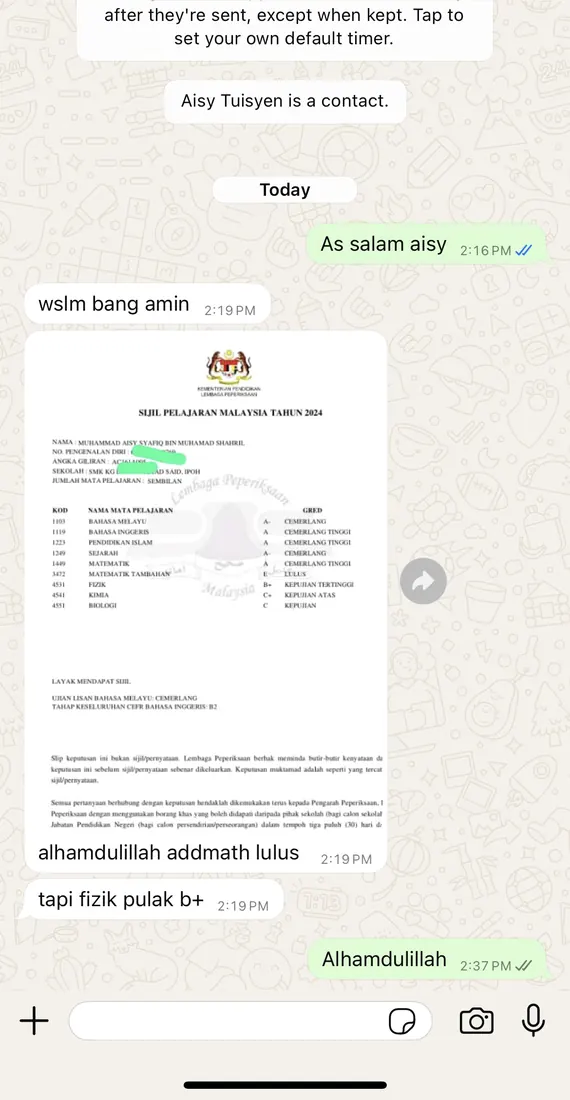 Addmaths.my testimonial from parent 10