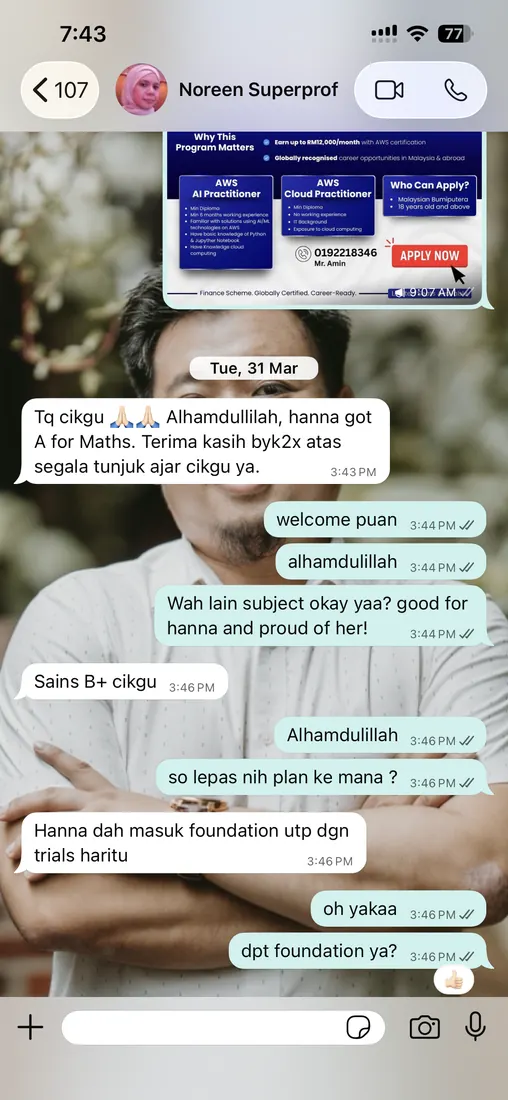 Addmaths.my testimonial from parent 18