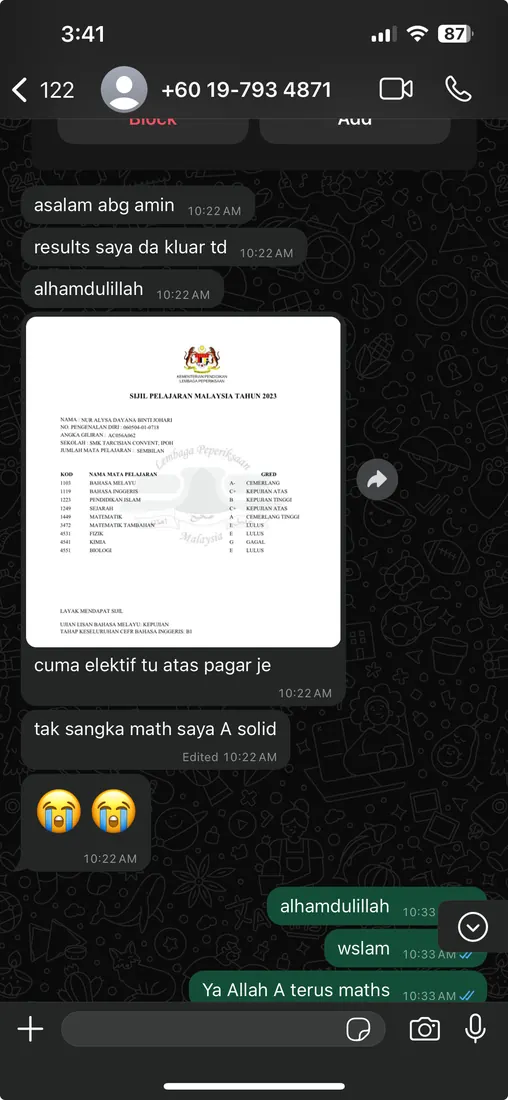 Addmaths.my testimonial from parent 25